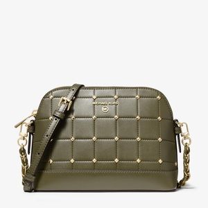 Michael Kors Large Dome Quilted-Leather Studded Crossbody